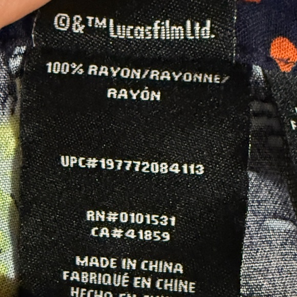 Star Wars Medium Hawaiian Mandarolian Grogu Baby Yoda Navy Tropical Print Shirt - Picture 8 of 8